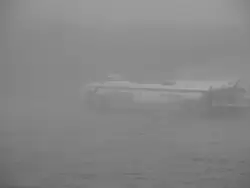 СПК «Игумен Назарий» идёт на Валаам в сплошном тумане