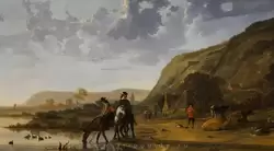 «Речной пейзаж с всадниками» Альберт Якобс Кёйп («River landscape with riders» Aelbert Cuyp)