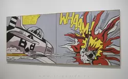 «Бам» Рой Лихтенштейн (Roy Lichtenstein) — пионер поп-арта намеренно создавал свои работы похожими на комиксы-фальшивки, используя прямые линии и простые цвета