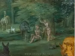 Адам и Ева на картине Яна Брейгеля Старшего «Искушение в Эдеме»
