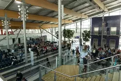 Пассажиры, ожидающие регистрацию в круизном терминале Амстердама