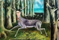 «Раненый олень» Фрида Кало (Frida Kahlo) — в 1946 году у Фриды была операция на позвоночнике, которая должна была избавить её от боли, но прошла неудачно. Она изобразила себя в образе раненого оленя