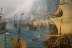 Корнелис Клас ван Виринген «Битва при Гибралтаре между голландскими и испанскими флотами 25 апреля 1607 г.» — деталь