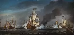 «Сражение при Текселе (Кайкдайн) между голландским флотом и объединенным флотом Англии и Франции 21 августа 1673» Виллем ван де Велде Младший