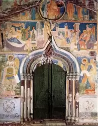 Ферапонтов монастырь, Дионисий «Сцены из жизни Богородицы и фигуры ангелов» — фреска портала церкви