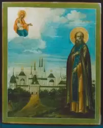 Преподобный Савва Сторожевский с монастырем, 19 в.